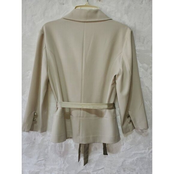 Kenzie Elegant Beige Blazer With Sequined Embellished Bow Tie Belt Women's 4 - Picture 2 of 8